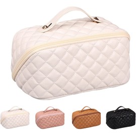Travel Cosmetic Bag,Large Capacity Travel Make up Bag,Cosmetic Bags for Women,Multi-Functional Storage Cosmetic Bag (White)