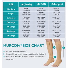 NURCOM Copper Compression Socks Open Toe Knee High Stockings, 20-30 mmHg Graduated Zipper Compression Socks for Varicose Veins, Venous Insufficiency, Lymphedema, Swelling, Unisex, Beige X-Large