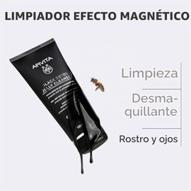Apivita Gel Limpiador Black Detox 150ml – Rostro y ojos, limpiador facial y desmaquillante - Lavado facial natural con carbón activado y propóleo - At