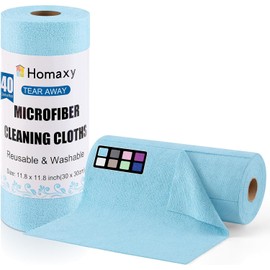 Homaxy Homaxy Tear Away Dish Cloths Rolls, 40 Sheets-11.8" X 11.8", Reusable Washable Dish Towels for Kitchen, Ultra Absorbent and Quick Drying Microfiber Cleaning Rags, Aqua