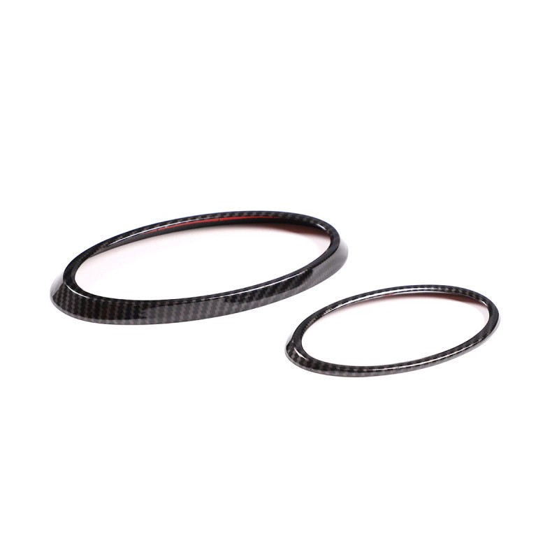 car-attention Carbon Fiber Front Rear Emblem Badge Logo Trim 2PCS