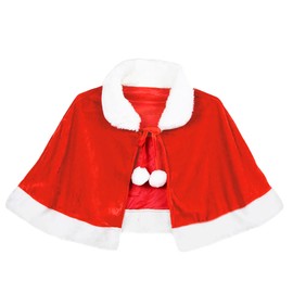 TOONRAIN Velvet Cosplay Cape Costume Mrs Santa Claus Red Cape Robe Christmas Fancy Dress-up