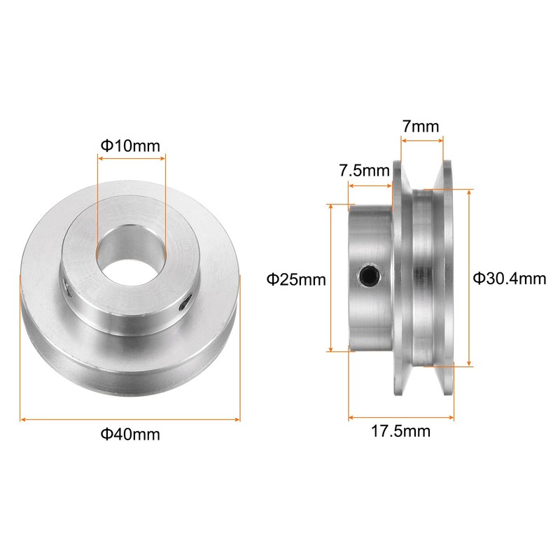 sourcing map Single Groove Pulley 10 mm Fixed Bore 40