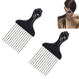 Afro - Cepillo de pelo rizado con inserto de cepillo rizado, tenedor rizado, tenedor de pelo rizado, tenedor antiestático, herramienta de peinado de salón - 2 unidades