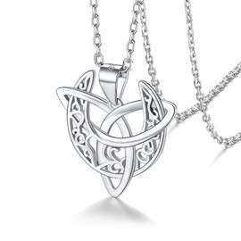 Silvora Sterling Silver Moon Necklae for Women 925 Crescent Moon Pendant Celtic Jewelry Good Luck Charm for Mother Wife