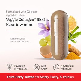 HAIRtamin SKINtamin Pldoras de colgeno vegetariano  Los mejores suplementos de colgeno vegano para mujeres para apoyar la firmeza de la piel y las... 