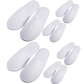 EXTRAPINS 6 Pairs of Spa Slippers, Hotel Slippers, White, Closed, Disposable Slippers for Men and Women, Non-Slip Sole Bathing Slippers, Guest Slippers for Home, Bathroom, Indoor, Bedroom, White
