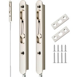 Blulu 2 Pcs 18 Inch Extended Flip Lever Flush Bolt for Double Door, Extra Long Heavy Duty Zinc Alloy French Door Locks Hardware (Satin Nickel)