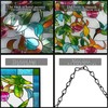 VEWOGARDEN W10xH15 inch Hummingbird Stained Glass Window Hangings, Suncatcher Panel