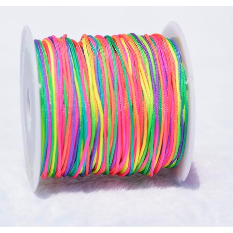 Rainbow Elastic String for Bracelets, 20m Stretchy Colorful Thread, 1Rolls