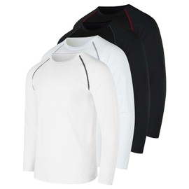 4 Pack Mens Long Sleeve Compression Shirts for Men Thermal Running Gym Gear Rash Guard Workout Base Layer Cold Weather Ski Athletic Winter BJJ Dri Fit Undershirt Ropa Trmica T-Shirts- Set 6, Small