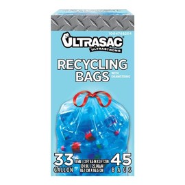 DX08 33 Gal. Drawstring Blue Recycling Bags (45-Count)