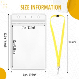 Patelai 36 Pack Breakaway Lanyards with Waterproof ID Badge Holders Lanyard with J Hook Plastic ID Card for Schools, Office, Cruise (Yellow)