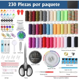 lankatt «Kit de Costura Profesional Portátil con 230 Piezas - Incluye Tijeras, Hilos para Coser, Agujas y Cinta Métrica Costurero para Casa, Viaje, Adultos y Principiantes»