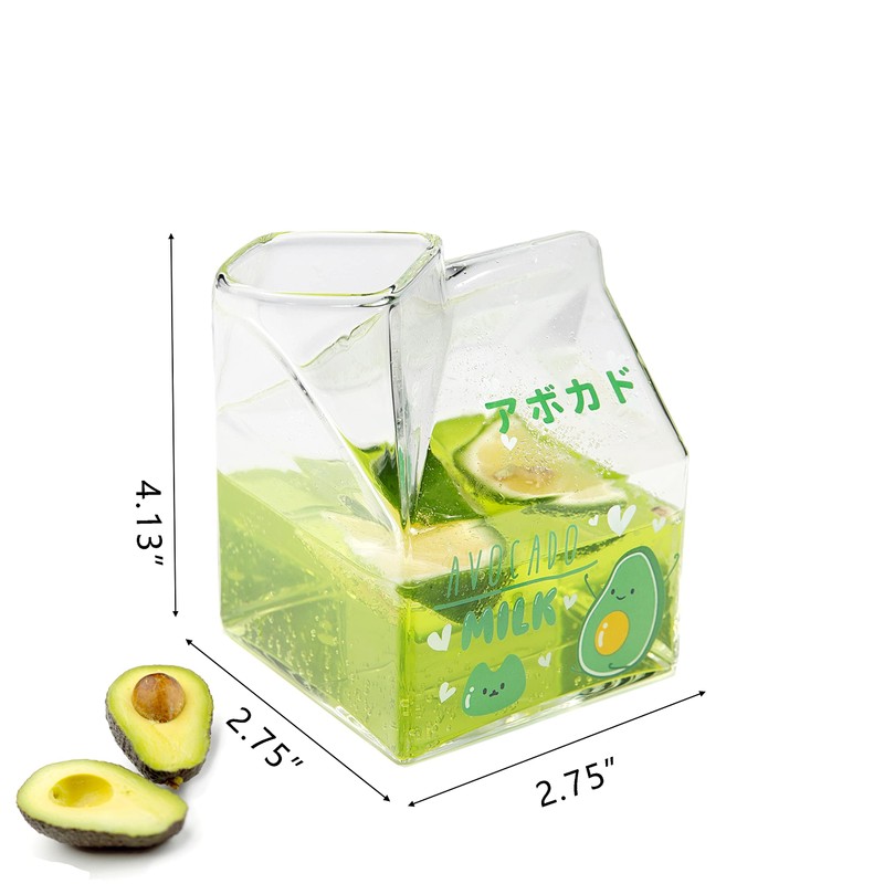 Kawaii Glass Milk Carton Cup Clear Cute Milk Cup Mini