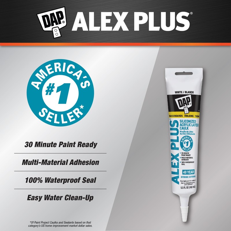 Dap 18128 Alex Plus Acrylic Latex Caulk Plus Silicone 5.5-Ounce