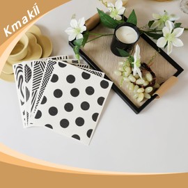 KMAKII - Paquete de 5 paños de cocina suecos, color blanco y negro, paños de limpieza de esponja reutilizables, absorbentes de secado rápido para cocina y mostradores de limpieza