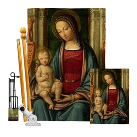 Ornament Collection Mother Mary and Child Garden House Flag Kit Religious Faith Hope Grace Peace Dove Christian Religion Easter Decoration Banner Small Yard Gift Double-Sided, Made in USA