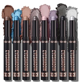 Eyeshadow Stick, 8 Colours Matte & Creamy Eyeshadow Stick Set, Highly Pigmented Glitter Shimmer Eyeshadow Pencil, Soft Creamy Glitter Eyeshadow Pen, Waterproof Durable Eyeshadow Sticks (C)