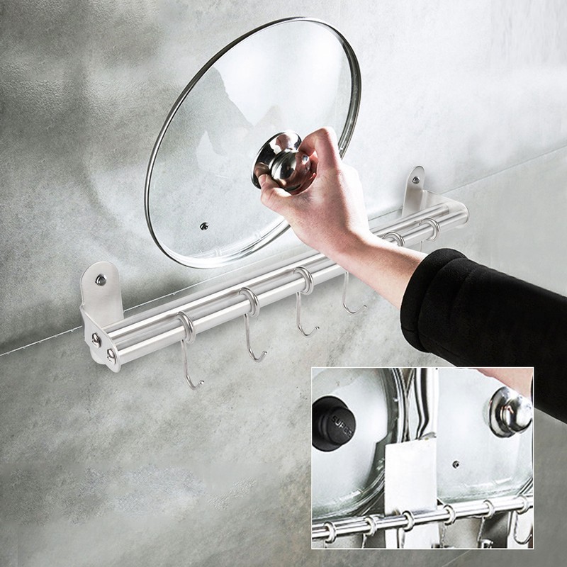 Wall Mounted Storage Shelves Pot Lid Rack Utensil Hanger Hook