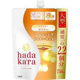 hadakara Body Soap, Liquid, Pure Rose Scent, Refill, Large, 25.4 fl oz (750 ml), Oil-in, Moisturizing
