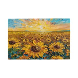 Abstract Sunflower Placemats Set of 6 Washable Table Mats Spring Summer Floral Flower Heat-Resistant Cotton Linen Place Mats for Dining Table Kitchen Indoor Outdoor Party Holiday Decor