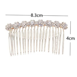 2 PCS Rhinestone Side Hair Combs Alloy Pearl Hair Comb Wedding Comb Bridal Jewelry Clips Combs French Hair Accessories for Women Bridal Wedding(Gold,Silver)