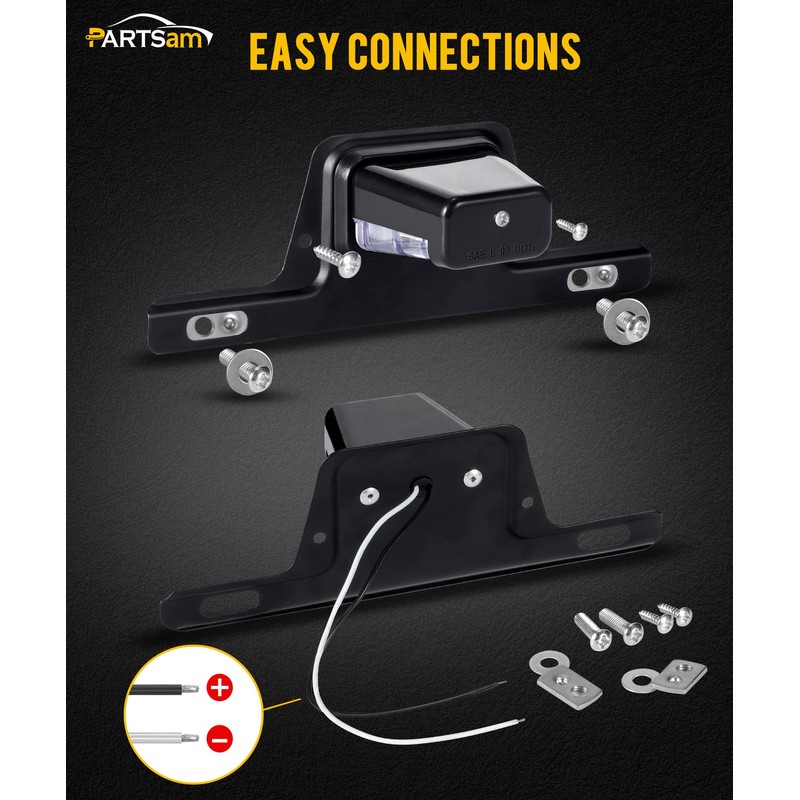Partsam LED License Plate Light Waterproof 12V DC License Tag