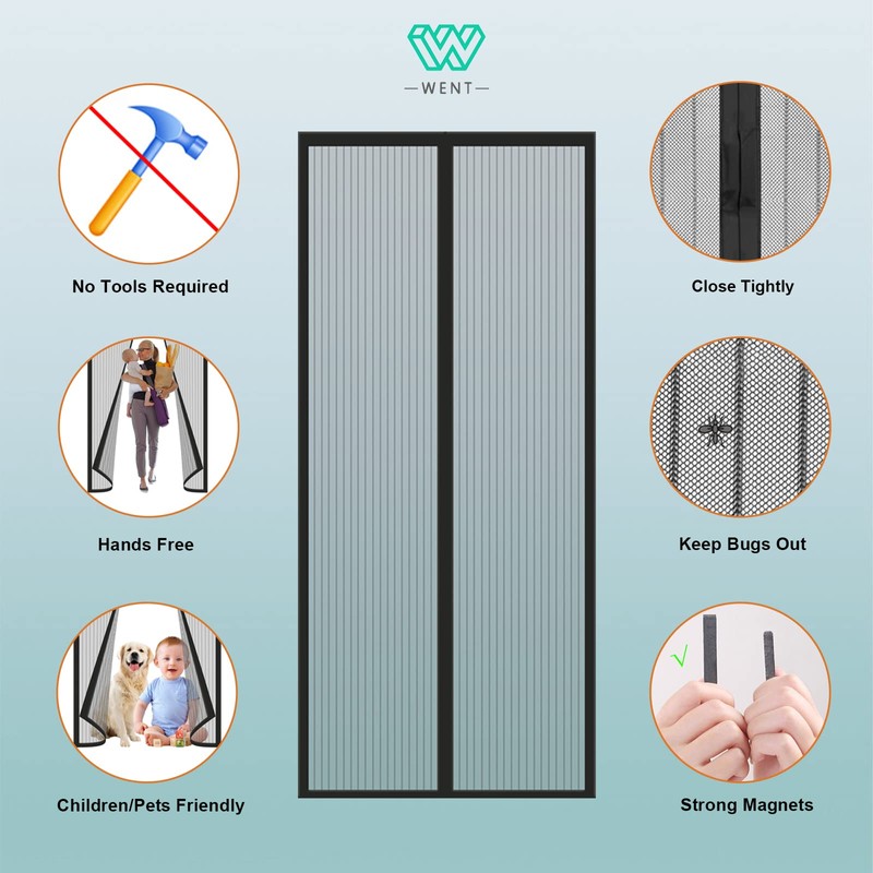 Magnetic fly screen balcony door 80 x 220 cm, various