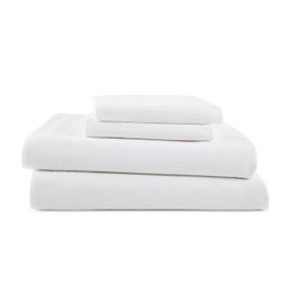 4 Piece King Size Bed Sheets Set | King Size Bed Sheets – Light Weight, Soft Breathable Sheets | Brushed Cotton Rich Blend | Secure-Fit, Wrinkle Resistant, Durable, Easy Care Bed Sheets | White