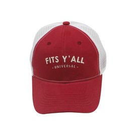 Fits Y'all Canvas Soft Mesh-Back Trucker Cap: Adjustable Relaxed Fit for Men, Women, and Unisex (Wide Fit, Red)