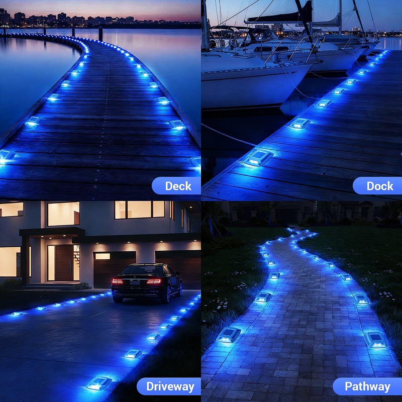 Etetale Solar Driveway Lights Outdoor 6 Pack, IP68 Waterproof Solar