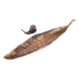 sourcing map Incense Holder Set, Leaf and Snail Incense Burner, Incense Ash Catcher, Modern Stick Incense Holder for Yoga, Meditation, Home, Office, Bronze