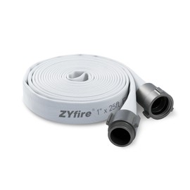 ZYfire Fire Hose - 1" ID x 25 FT Single Jacket EPDM Firefighter Hose with M × F NST/NH Aluminum Couplings 750 PSI Burst Pressure Lightweight for Use in Firefighting