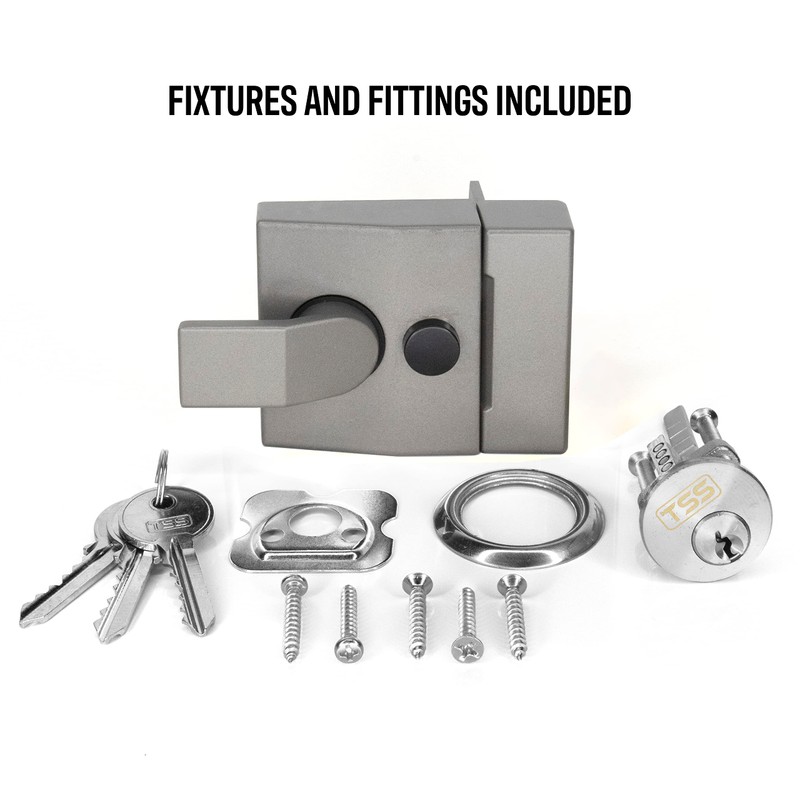 Standard Deadlocking Nightlatch, 40mm Backset, Complete with Rim Cylinder Lock