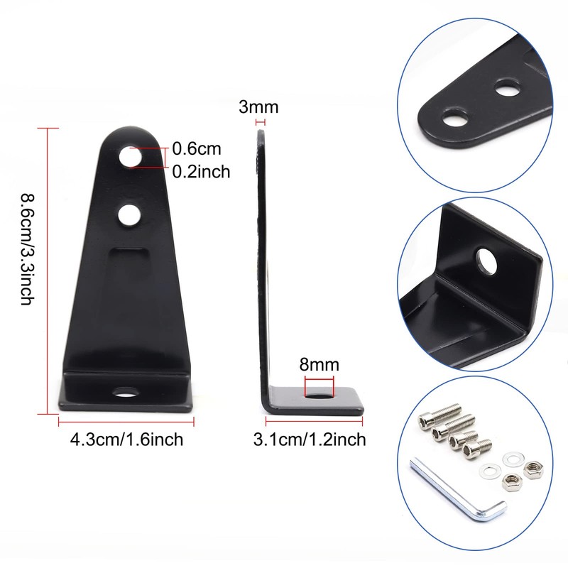 LED Work Light Bar Mounting Brackets, 2Pack Universal Adjustable Mounting