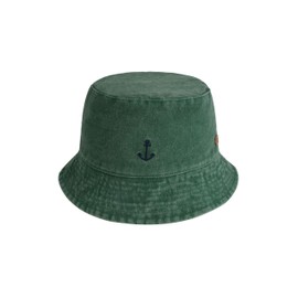 SCHIETWETTER Kids Buckethat Anchor Bucket Hat for Girls and Boys Sun Hat Washed Look 100% Cotton, Green, 54