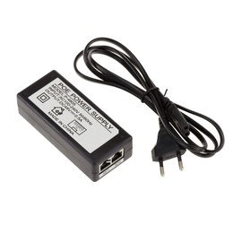 KALEA-INFORMATIQUE External POE Power Over Ethernet 220V to 48V 0.5A Power Supply + on wires 4 and 5 and - on wires 7 and 8. RJ45 input and output.