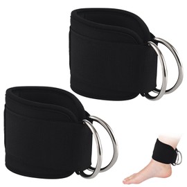 KIPTVO Ankle Strap, Black Cable Machines Ankle Strap Double D-Ring Adjustable, Cable Ankle Strap, Gym Ankle Strap, for Glute Workouts Leg Extensions Lower Body Exercises, Workouts, Leg Extensions