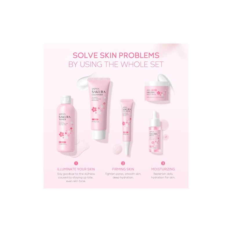 Laikou Set Cuidado Piel Kit Rutina Mujeres Facial Adolescentes Niñas