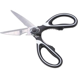 Multi Purpose Super Scissors Heavy Duty Kitchen Shears, Stainless Steel Utility Scissors for Meat, Fish, Herbs, Vegetables, BBQ, Non Slip Grip, Nut Cracker, Bottle Opener, Magnetic Cover,