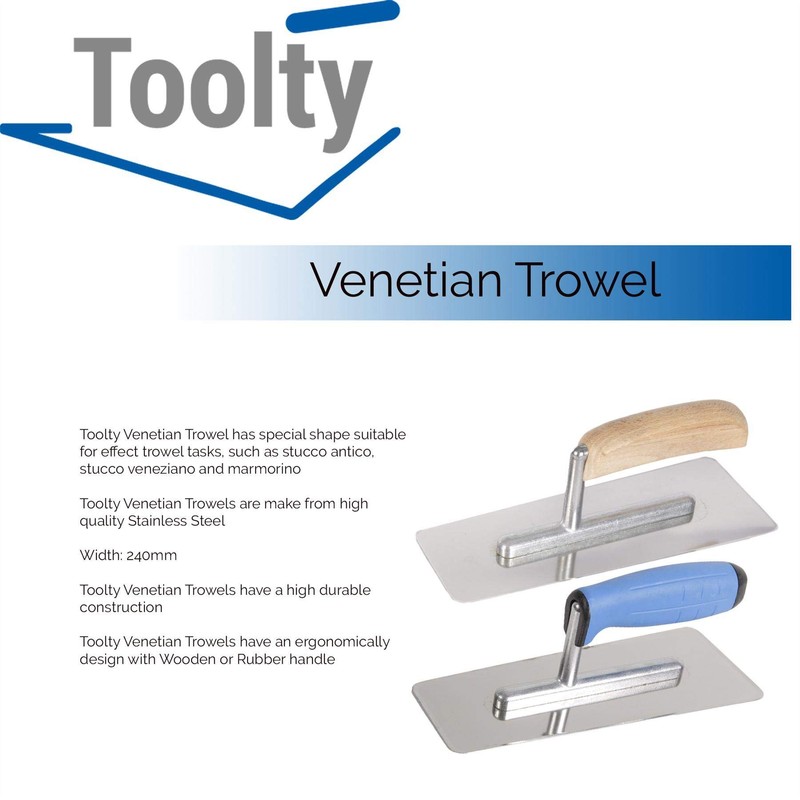 Toolty Stainless Steel Venetian 9.5" Plastering Trowel - 240mm -