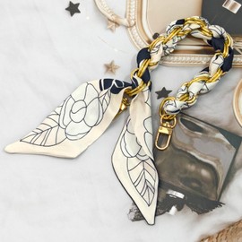 AGEN KGEN Phone Charm Wrist Strap with Silk Bow Ribbon Detachable with Tether Tab, Hands-Free Wristlet Bracelet Phone Lanyard Wrist Grip Strap (White Flower)