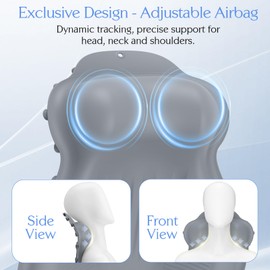 Bath Pillow Bathtub Pillow, Silicone Bath Pillows for Tub Head Neck and Back Support, Bath Tub Pillow with Press Inflatable Airbag and Non-Slip Strong Suction Cups, Relaxing Bath Accessories, Gray