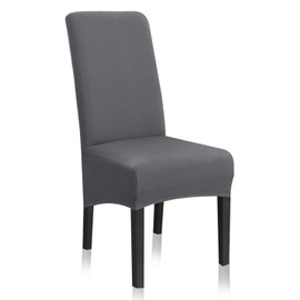 Stretch Dining Chair Slipcovers, XL/Oversized Removable Washable Soft Spandex Extra Large Dining Room Chair Covers for Kitchen Hotel Table Banquet Solid Color (4 Per Set, Gray)