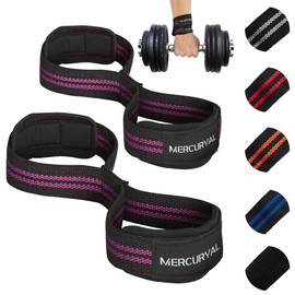MERCURYAL Figure 8 Padded Lifting Straps Strength Training - Weight Lifting Straps - Bodybuilding Weights Training - Deadlift, Deadlift - Lifting Straps Bodybuilding for Men and Women (Black & Pink)