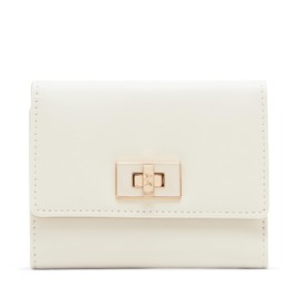 Anne Klein AK Medium Flap Wallet with Enamel Turn Lock, Parchment, Ak Medium Flap Wallet with Enamel Turn Lock