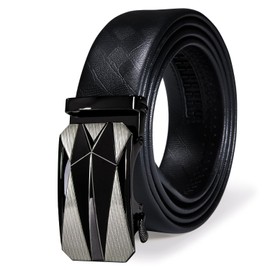 Dubulle Men's Designer Belt Black Buckle Ratchet Genuine Leather Adjustable Golf Sliding Removable Gift