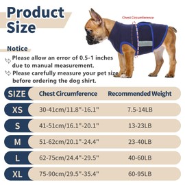 IECOii Adjustble Dog Calming Shirt,Comfort Dog Anxiety Relief Coat Vest for Thunderstorm,Travel,4th of July Fireworks,Vet Visits,Separation,Skin-Friendly & Soft Dogs Anxiety Jacket Vest,Blue,M