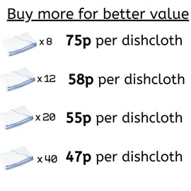 Adore Home 8 x Large Dish Cloths Traditional Kitchen Cleaning Dish Washing Up Absorbent Reusable Jumbo White Dishcloth